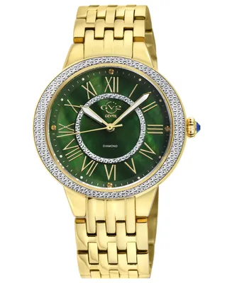 GV2 by Gevril Women's Astor Ii Swiss Quartz Diamond Accents Ion Plating Gold-Tone Stainless Steel Bracelet Watch 38mm