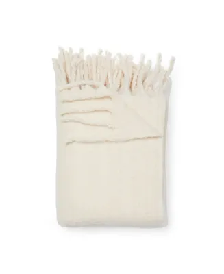 Dormify Iris Tonal Fringe Throw Blanket - Ivory , Dorm Room Accent & Decor, Dorm or Bedroom Accent Essential