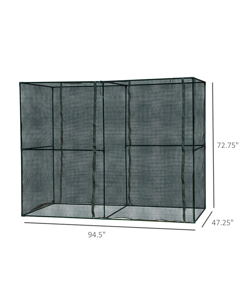 Outsunny Heavy Duty Outdoor Walk-in Crop Cage with Roll-Up Zipper Doors, Cover