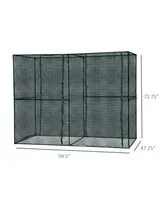 Outsunny Heavy Duty Outdoor Walk-in Crop Cage with Roll-Up Zipper Doors, Cover