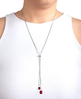 Macy's Crystal 30" Adjustable Box Chain Necklace (13/50 ct. t.w.) in Fine Silver Plated Brass