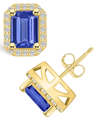Macy's Tanzanite (3-1/5 Ct. t.w.) and Diamond (3/8 Halo Stud Earrings