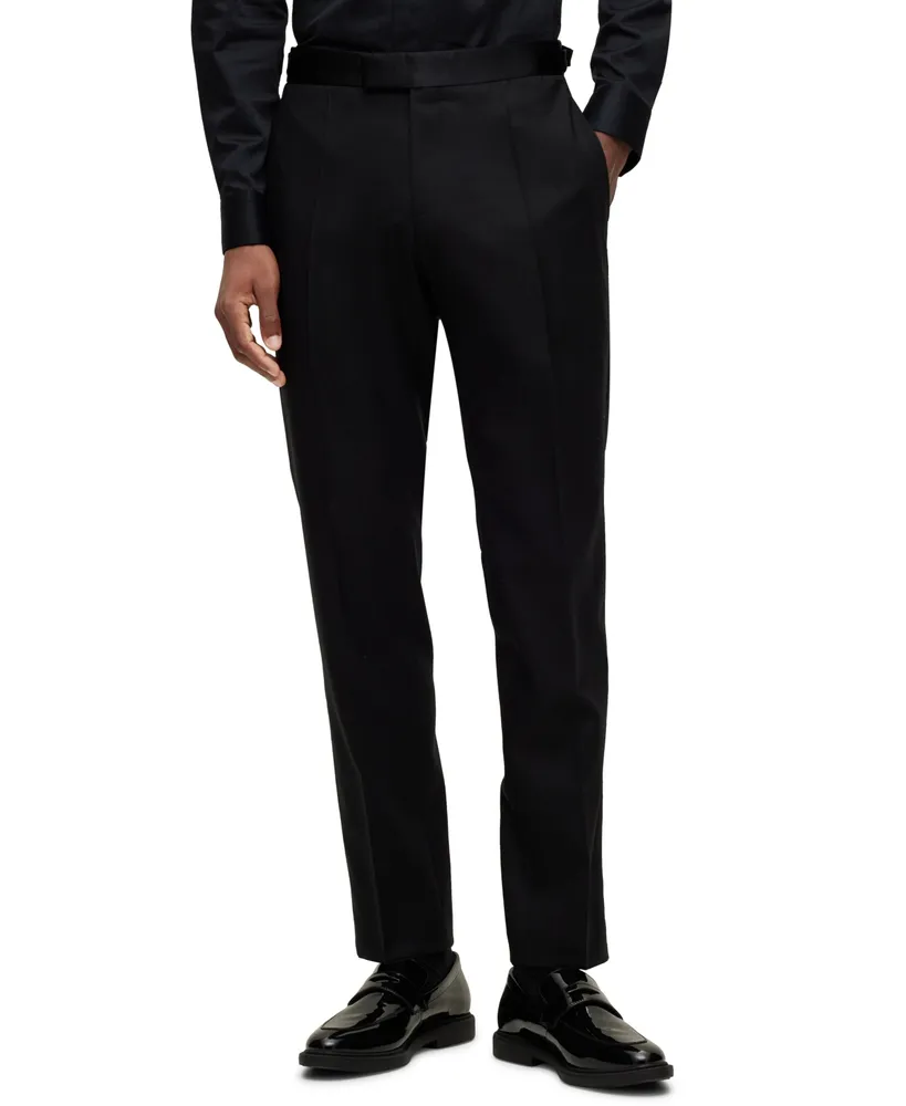 BOSS Slim-fit Tuxedo Trousers In Pure-cotton Velvet in Black for Men | Lyst  Canada