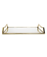 Classic Touch Oblong Mirror Serving Tray with Handles