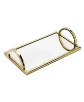 Classic Touch Rectangular Mirror Tray with Handles