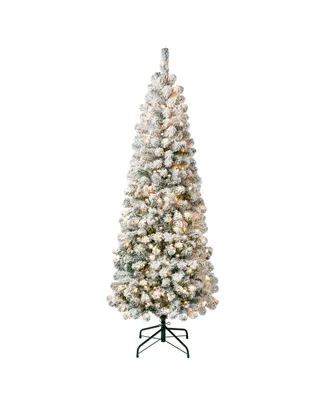National Tree Company First Traditions 6' Acacia Medium Flocked Tree with Clear Lights