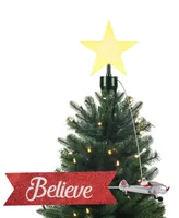 Santa's African American Biplane Animated Tree Topper with Banner Holiday Decor