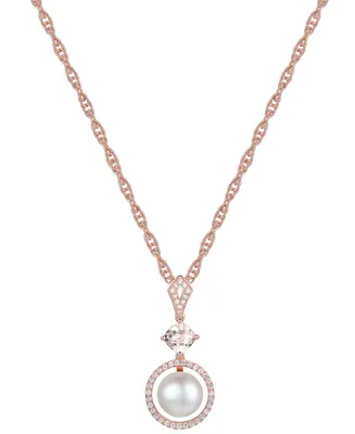 Cultured Freshwater Pearl (8mm), Morganite (1/2 ct. t.w.) & Diamond (1/5 ct. t.w.) in 10k Rose Gold