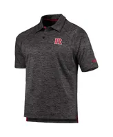 Men's Colosseum Heathered Black Rutgers Scarlet Knights Down Swing Raglan Polo Shirt