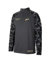 Men's Colosseum Charcoal Ndsu Bison Oht Military-Inspired Appreciation Long Range Raglan Quarter-Zip Jacket