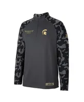 Men's Colosseum Charcoal Michigan State Spartans Oht Military-Inspired Appreciation Long Range Raglan Quarter-Zip Jacket