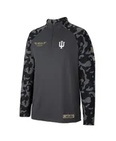 Men's Colosseum Charcoal Indiana Hoosiers Oht Military-Inspired Appreciation Long Range Raglan Quarter-Zip Jacket