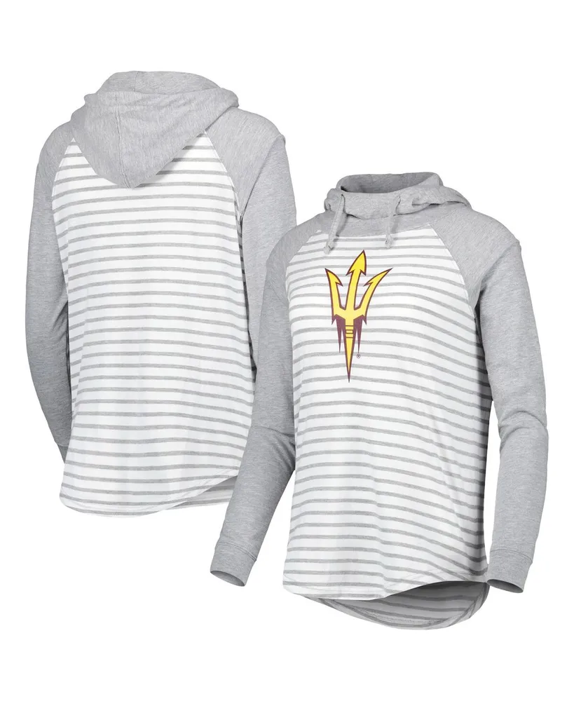 Women's Colosseum Heathered Gray, White Arizona State Sun Devils Gloria Raglan Long Sleeve Hoodie T-shirt