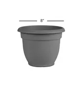 Bloem AP08908 Ariana Planter with Self-Watering Disk, Charcoal - 8 inches