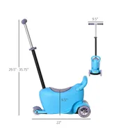 Qaba 3-in-1 Kids Scooter, Adjustable Walker Push Car w/ 3 Wheels