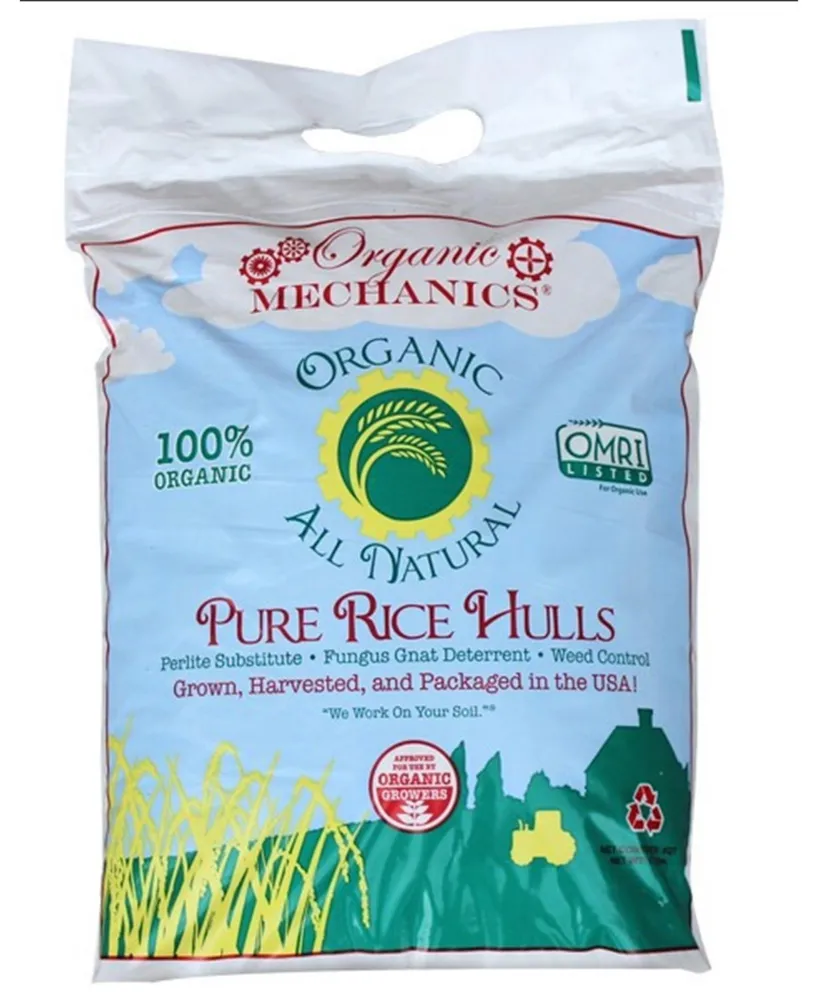 Organic Mechanics, Pure Rice Hulls Perlite Substitute Soil Amendment, Potting Soil, 8 Quart Bag