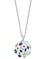 Effy Multi-Gemstone Concentric Circle 18" Pendant Necklace (3-5/8 ct. t.w.) in Sterling Silver