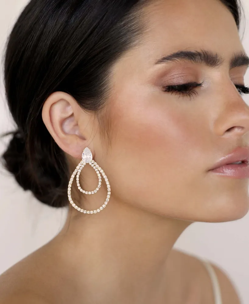 Ettika Crystal Serenity Earrings in 18K Gold Plating