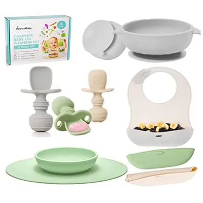Upward Baby Bib Spoon Bowl Placemat Dining Set - 8 Pieces