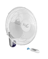 Vie Air 16 Inch 3 Speed Plastic Wall Fan with Remote Control in White