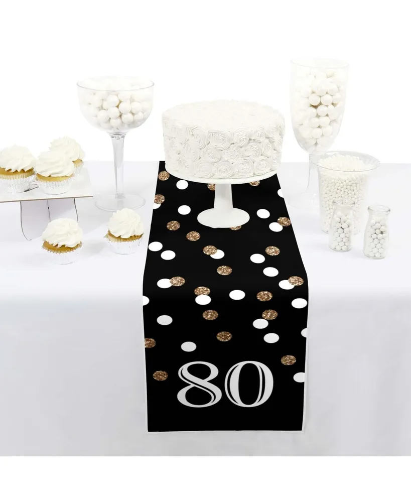 Adult 80th Birthday - Gold - Petite Party Paper Table Runner - 12 x 60 inches