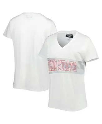 Women's White, Arctic Camo Ohio State Buckeyes Plus Pieced Body V-Neck T-shirt