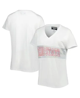 Women's White, Arctic Camo Ohio State Buckeyes Plus Size Pieced Body V-Neck T-shirt