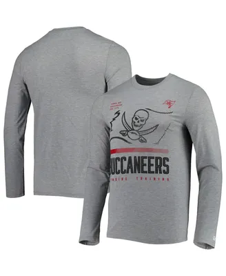 Men's New Era Heathered Gray Tampa Bay Buccaneers Combine Authentic Red Zone Long Sleeve T-shirt