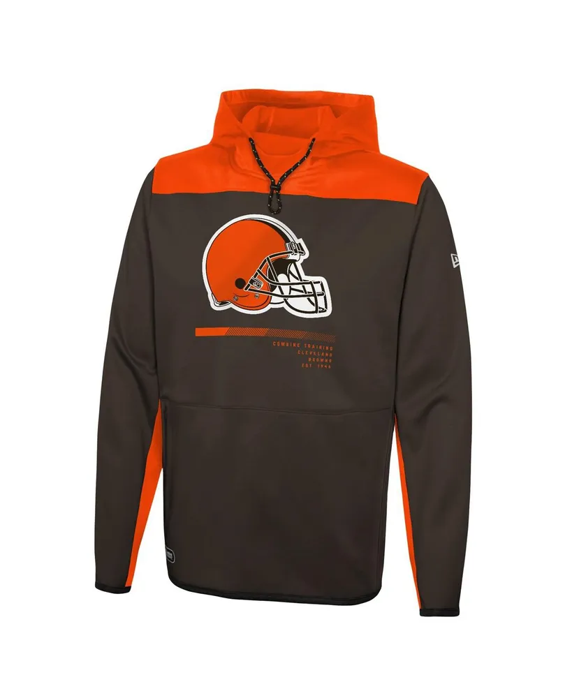 Men's New Era Brown Cleveland Browns Combine Authentic Hard Hitter Pullover Hoodie