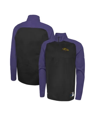 Men's New Era Black Baltimore Ravens Combine Authentic O-Line Raglan Half-Zip Jacket