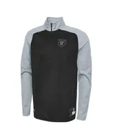 Men's New Era Black Las Vegas Raiders Combine Authentic O-Line Raglan Half-Zip Jacket