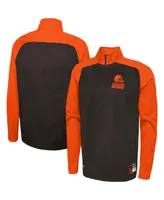 Men's New Era Brown Cleveland Browns Combine Authentic O-Line Raglan Half-Zip Jacket