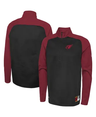 Men's New Era Black Arizona Cardinals Combine Authentic O-Line Raglan Half-Zip Jacket