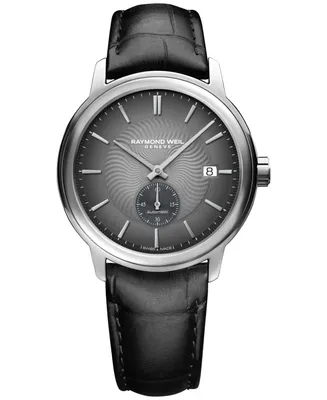 Raymond Weil Men's Swiss Automatic Maestro Small Seconds Leather Strap Watch 40mm
