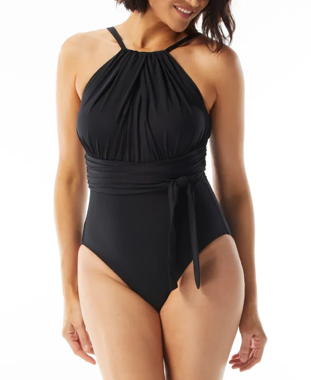 Coco Reef Women's Contours Belted High-Neck One-Piece Swimsuit