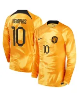 Men's Nike Memphis Depay Orange Netherlands National Team 2022/23 Home Breathe Stadium Replica Player Long Sleeve Jersey