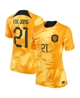 Women's Nike Frenkie de Jong Orange Netherlands National Team 2022/23 Home Breathe Stadium Replica Player Jersey