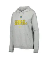 Women's Nike Heather Gray Brazil National Team Lockup Varsity Fleece Raglan Pullover Hoodie