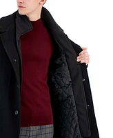 Calvin Klein Men's Classic Fit Black Wool Blend Overcoat