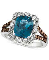 Le Vian Deep Sea Blue Topaz (3 ct. t.w.) & Diamond (5/8 ct. t.w.) Ring in 14k White Gold