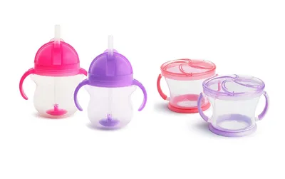 Snack Catcher and Toddler Weighted Straw Sippy Cup 4 Piece Set, Girl - Assorted Pre