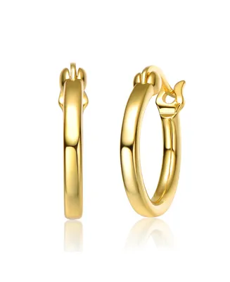 Genevive Radiant Sterling Silver & 14K Gold Plated Cubic Zirconia Hoop Earrings