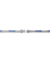 Genevive Sterling Silver Cubic Zirconia and Blue Tennis Bracelet