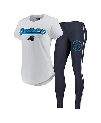 Women's Concepts Sport White, Charcoal Carolina Panthers Sonata T-shirt and Leggings Sleep Set