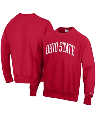 Men's Champion Scarlet Ohio State Buckeyes Arch Reverse Weave Pullover Sweatshirt