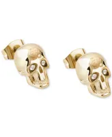 Philipp Plein Gold-Tone Ip Stainless Steel Pave 3D $kull Stud Earrings