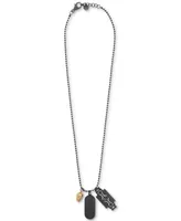 Philipp Plein Two-Tone Ip Stainless Steel Logo Tag Multi-Charm Pendant Necklace, 29-1/3" + 2-3/4" extender