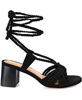 Journee Signature Women's Railee Braided Block Heel Sandals