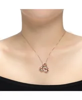 Genevive Sterling Silver 18K Rose Gold Plated Morganite Cubic Zirconia Accent Pendant Necklace