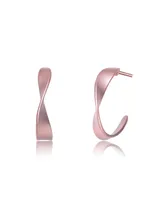 Genevive Classy Sterling Silver with Rose Gold Plating Twisted Hoop Earrings